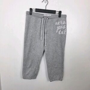 Aeropostale Gray Y2K Drawstring Waist Low‎ Rise Comfy Logo Capri Sweatpants Sz S